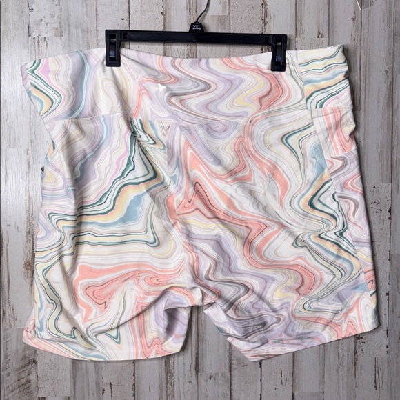 Old Navy High Waisted Powersoft Biker 6"  Plus Size 4X Pastel Swirl Shorts - Picture 8 of 12